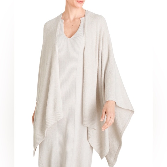 Barefoot Dreams Sweaters - Barefoot Dreams Light Beige Draped Shawl Luxuriously Soft Cozy Chic Lite OneSize